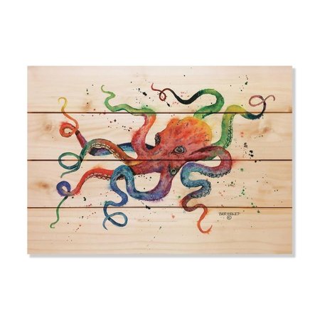 WILE E. WOOD 20 x 14 in. Bartholets Rainbow Octopus Wood Art DBROC-2014
